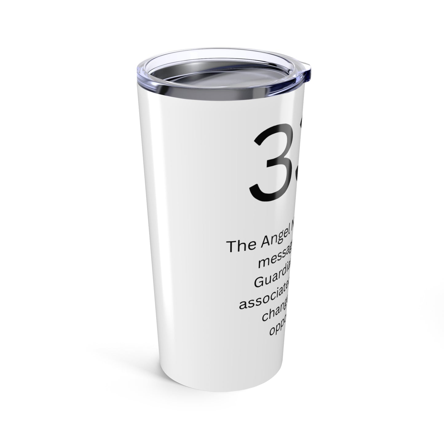 Angel Number 333 Tumbler 20oz - Motivational Travel Mug, Spiritual Gift, Affirmation Cup, Unique Coffee Container, Customizable Travel Cup