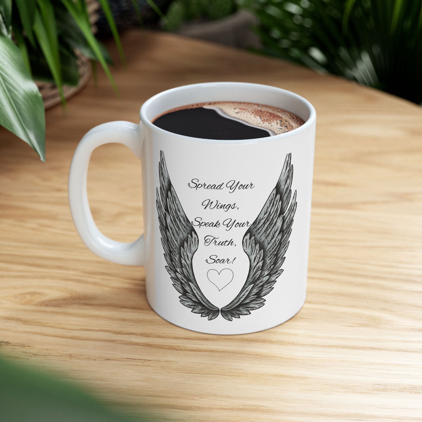 Ceramic Mug with Winged Design | Perfect Gift for Nature Lovers, Home and Office Decor, Unique Coffee Cup, Inspirational Tea Mug