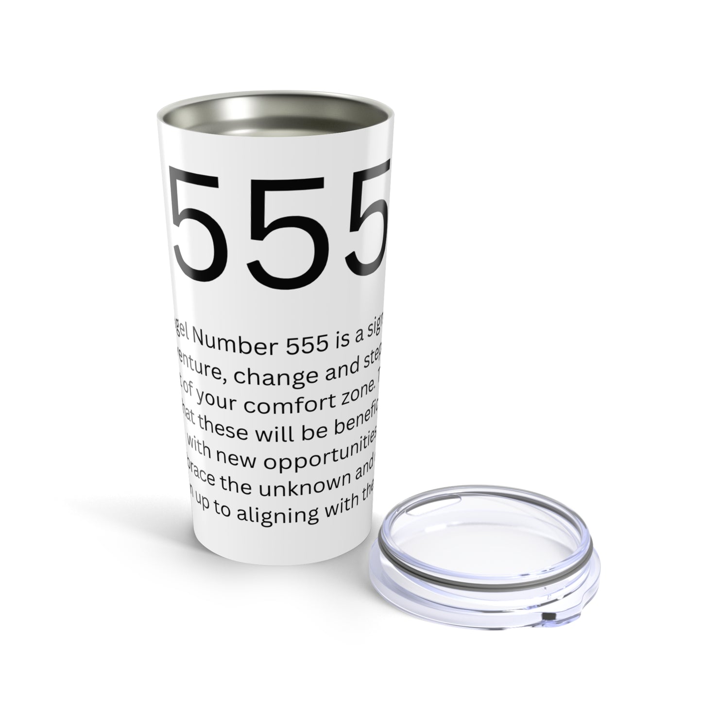 Angel Number 555 - Inspirational Tumbler 20oz, Motivational Mug, Unique Travel Cup, Encouraging Drinkware, Numerology Inspiration