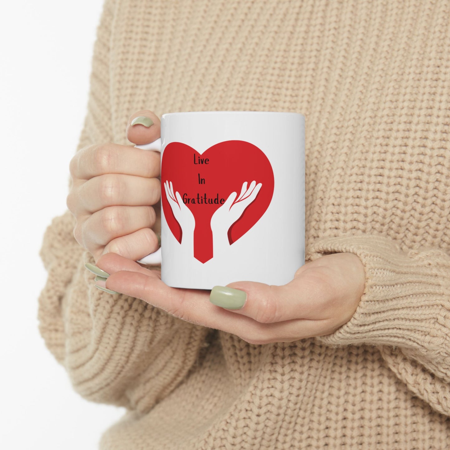 Live In Gratitude - Inspirational Ceramic Mug, (11oz, 15oz)