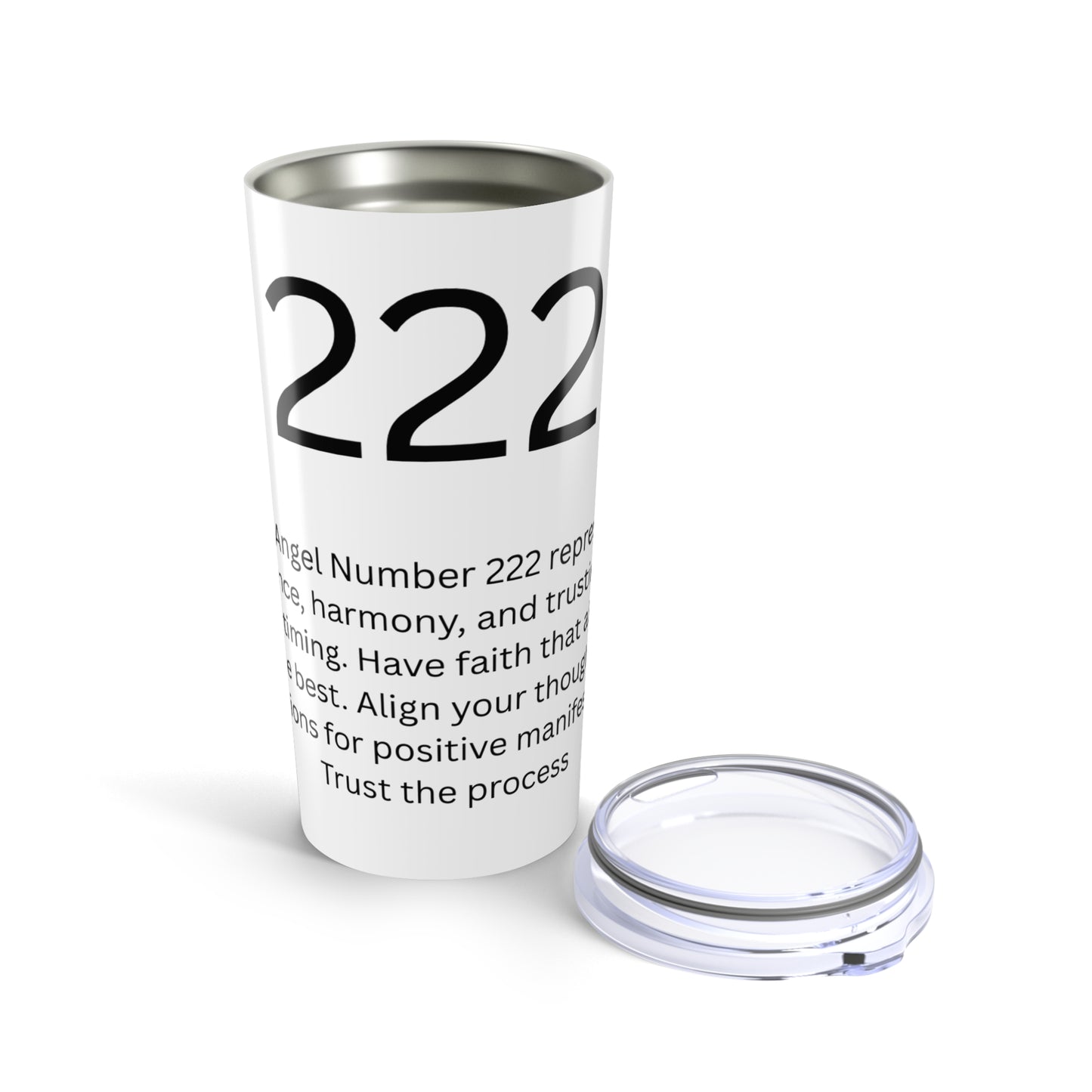 Angel Number 222 - Motivational Tumbler | 20oz Insulated Beverage Cup | Spiritual Gifts | Daily Affirmation Tumblers | Number 222 Design | Great for Self-Care