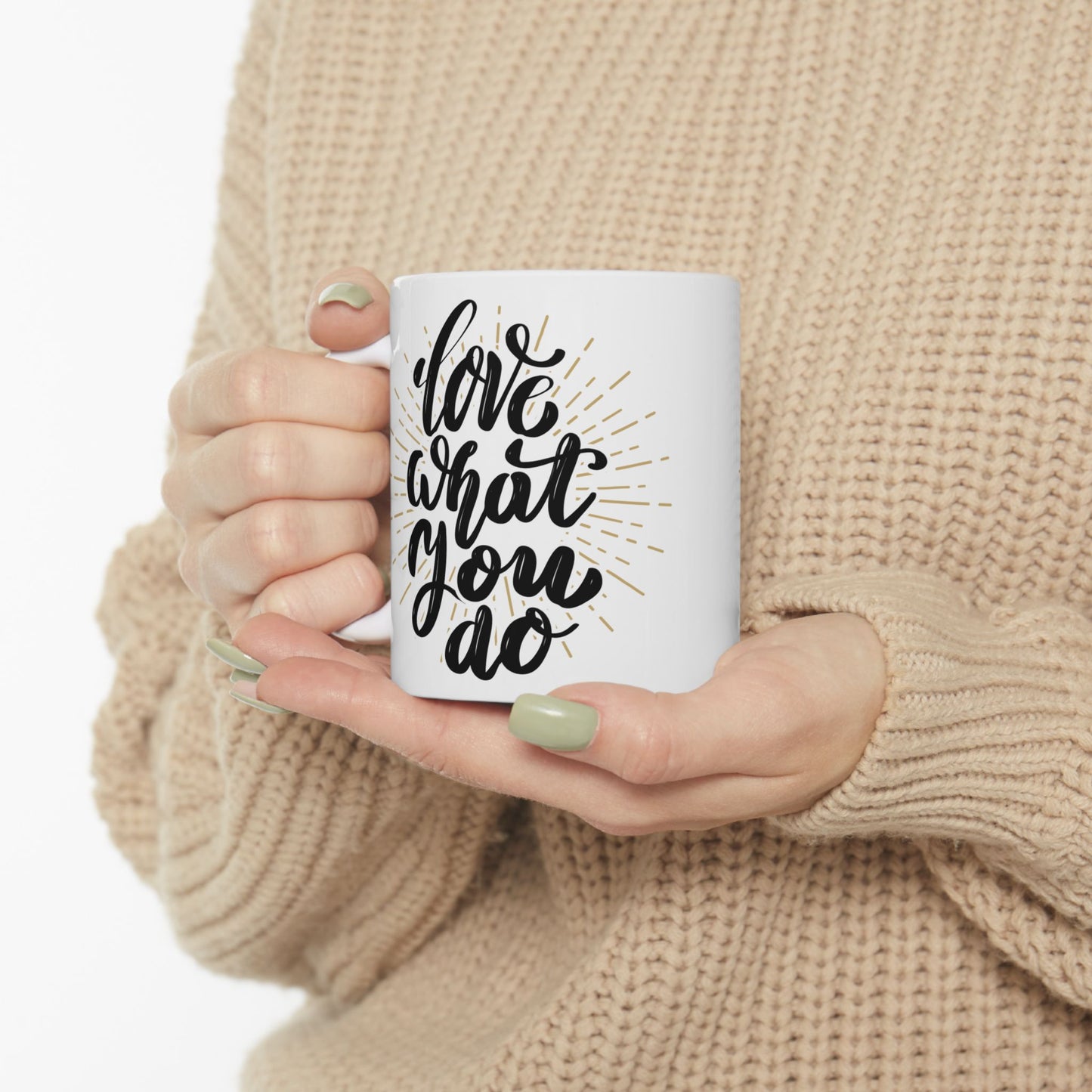 Inspirational Ceramic Mug - "Love What You Do" - Motivational Coffee Cup, Perfect Gift for Creatives and Dreamers
