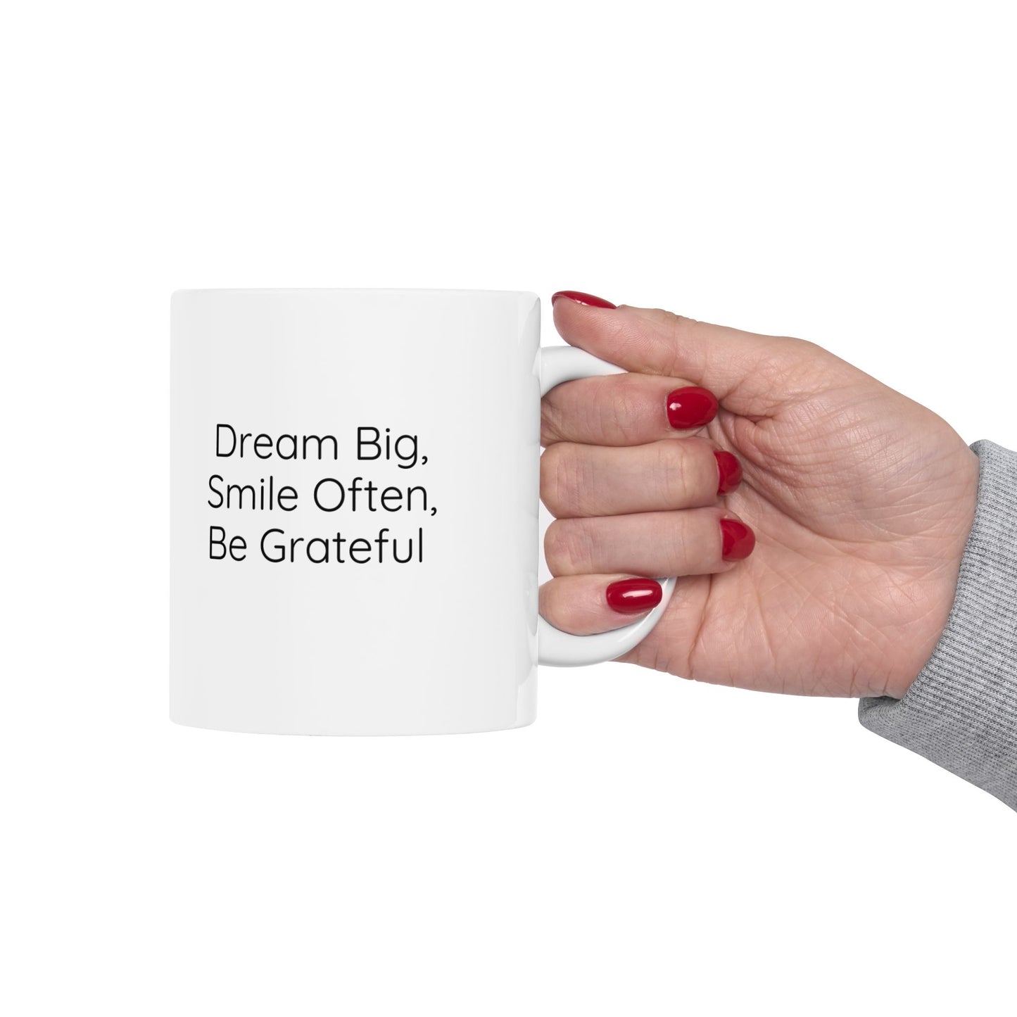 Inspirational Ceramic Mug - "Dream Big, Smile Often, Be Grateful" - Motivational 11oz & 15oz Coffee Cup
