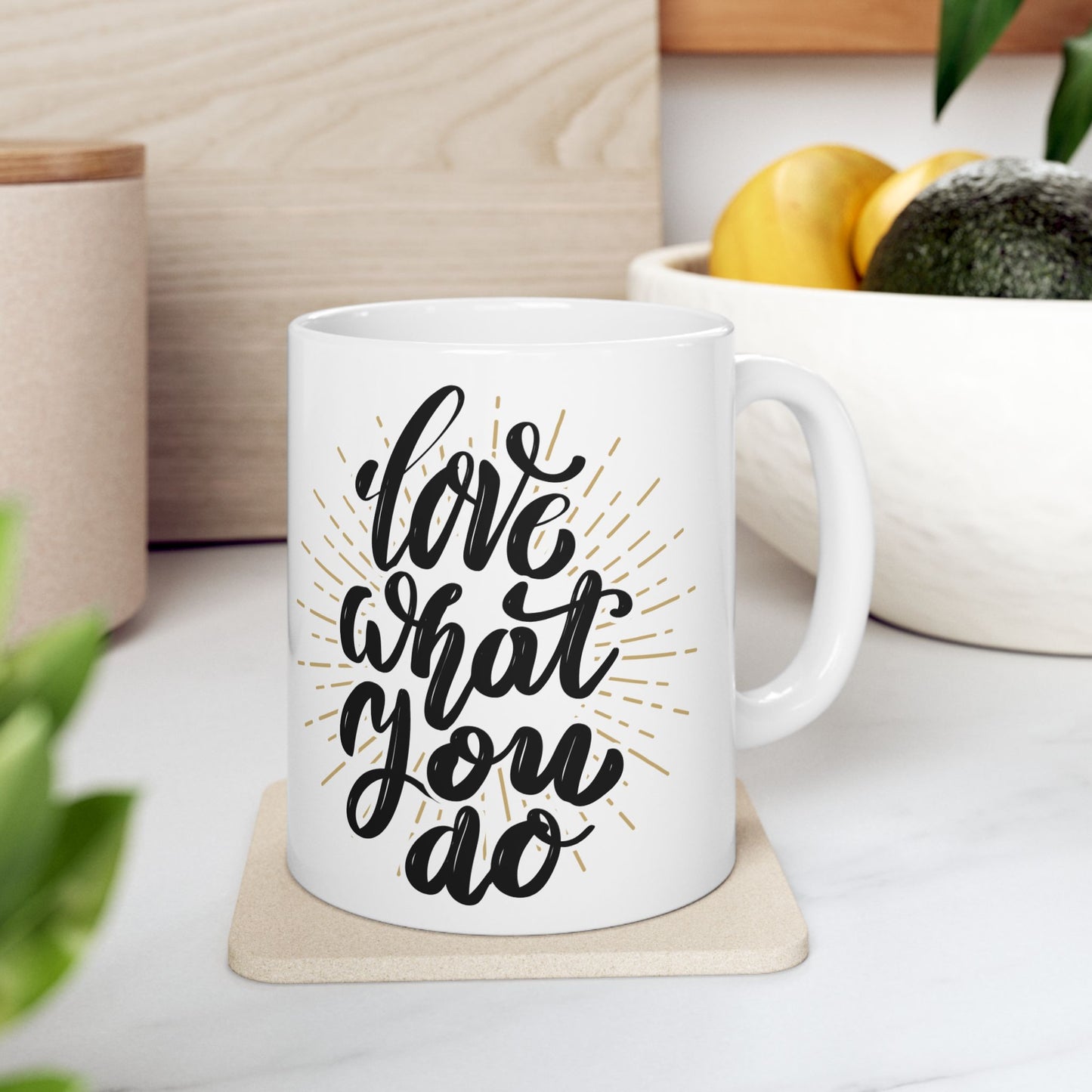 Inspirational Ceramic Mug - "Love What You Do" - Motivational Coffee Cup, Perfect Gift for Creatives and Dreamers