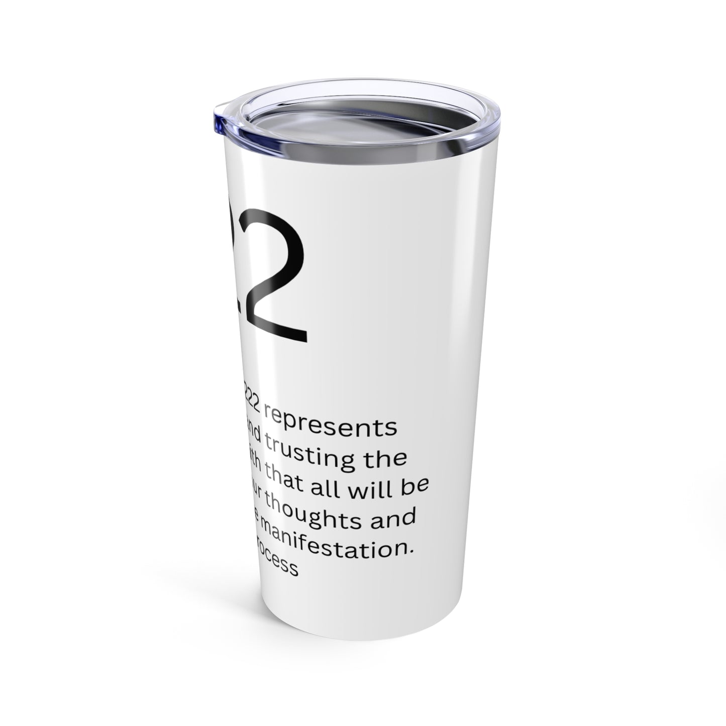 Angel Number 222 - Motivational Tumbler | 20oz Insulated Beverage Cup | Spiritual Gifts | Daily Affirmation Tumblers | Number 222 Design | Great for Self-Care