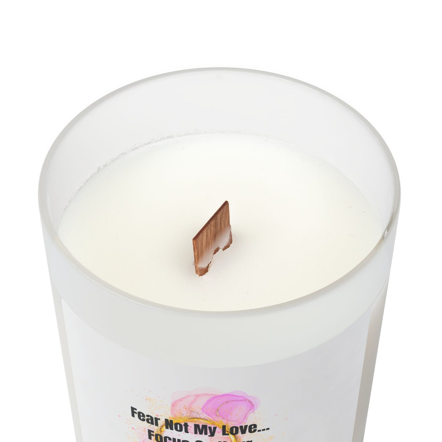 Frosted Glass Candle - "Fear Not My Love, Focus On Your Dreams" - Aromatherapy Gift for Relaxation & Motivation