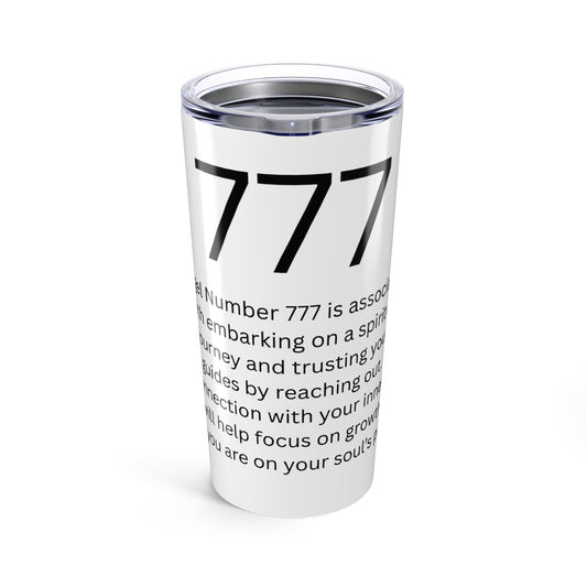 Angel Number 777 - Spiritual Guide Tumbler, Coffee Cup, Inspirational Travel Mug, Motivational Gift, Astrology Drinkware