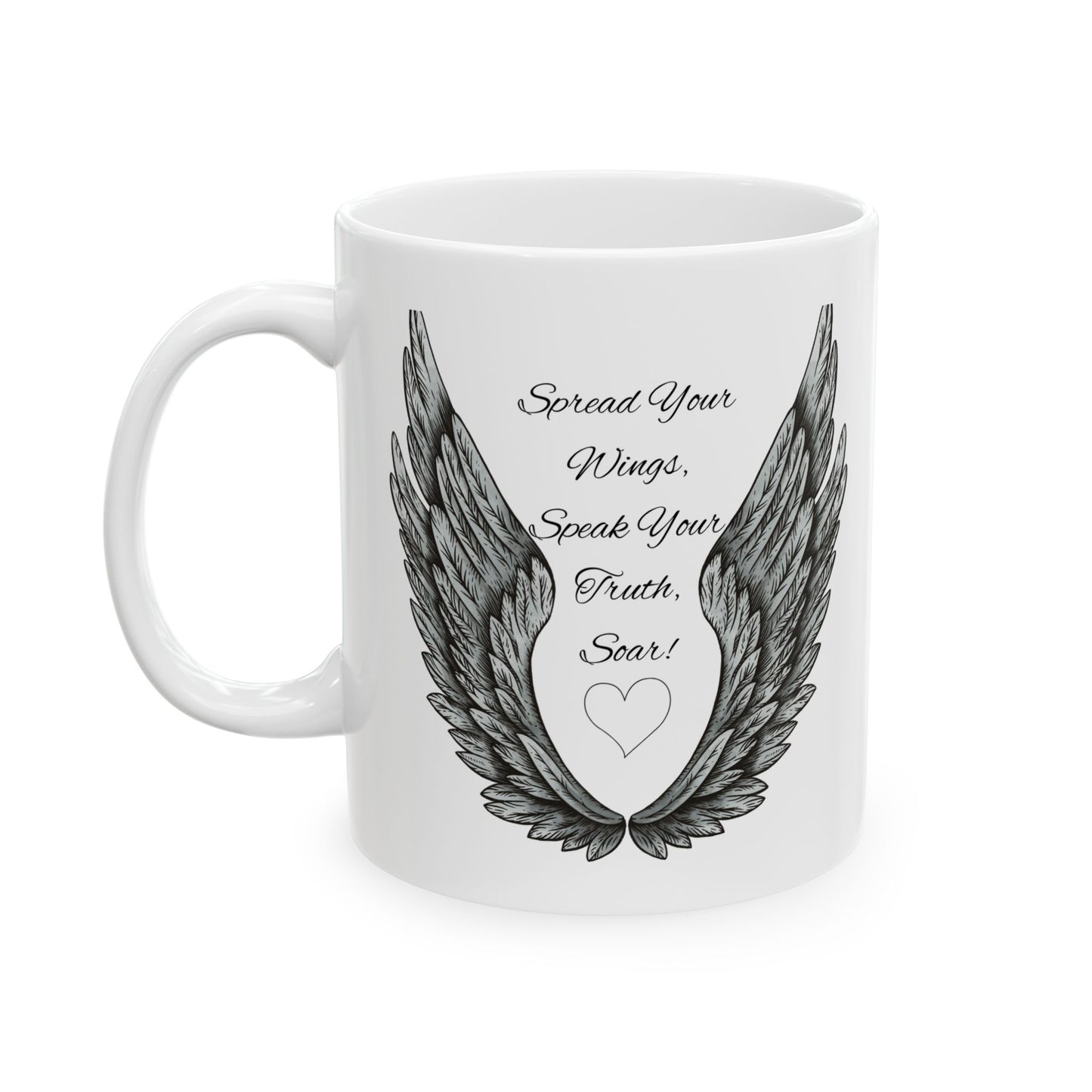 Ceramic Mug with Winged Design | Perfect Gift for Nature Lovers, Home and Office Decor, Unique Coffee Cup, Inspirational Tea Mug