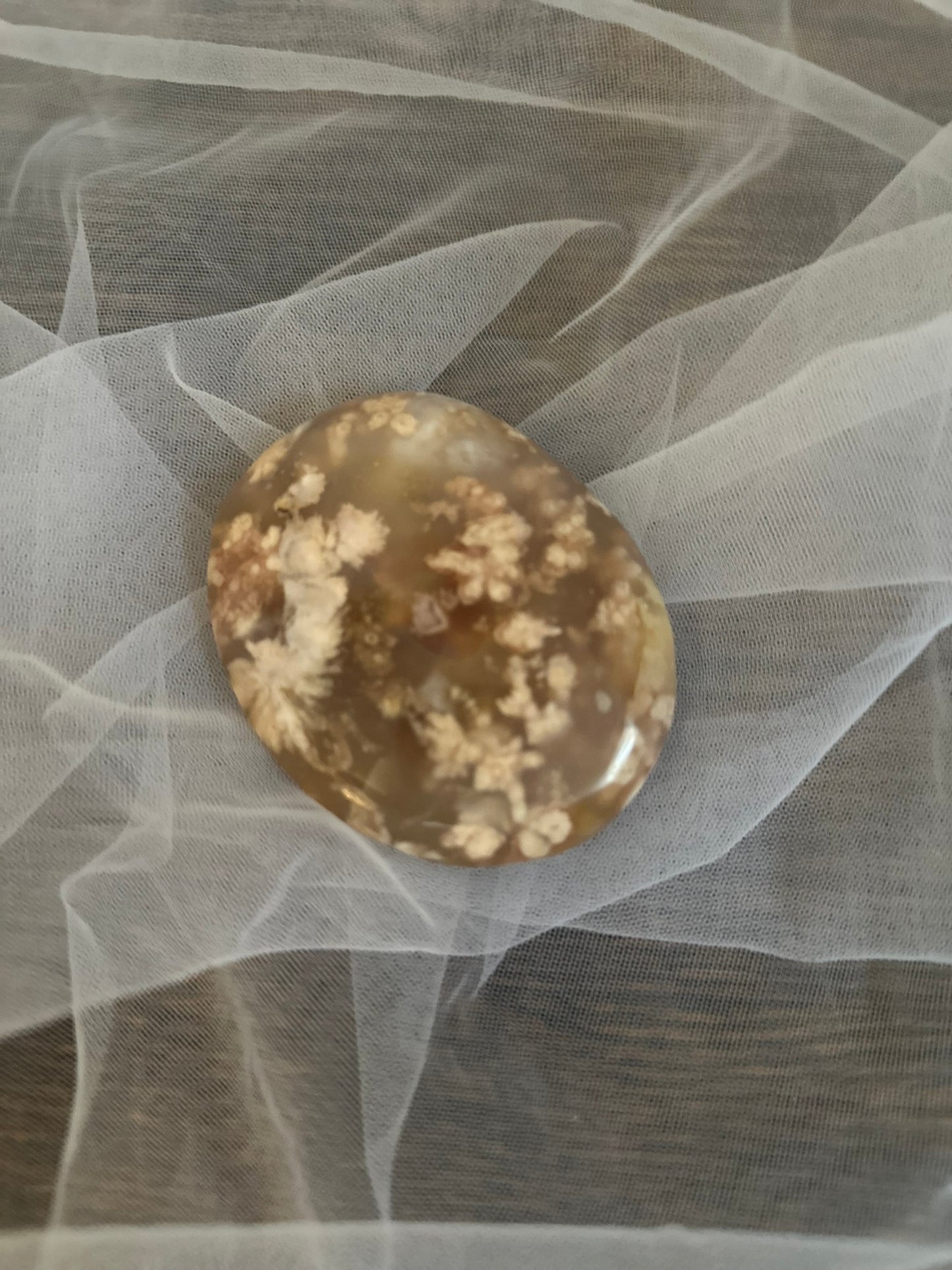 Cherry Blossom Flower Agate Palm Stone-2 AVAILABLE