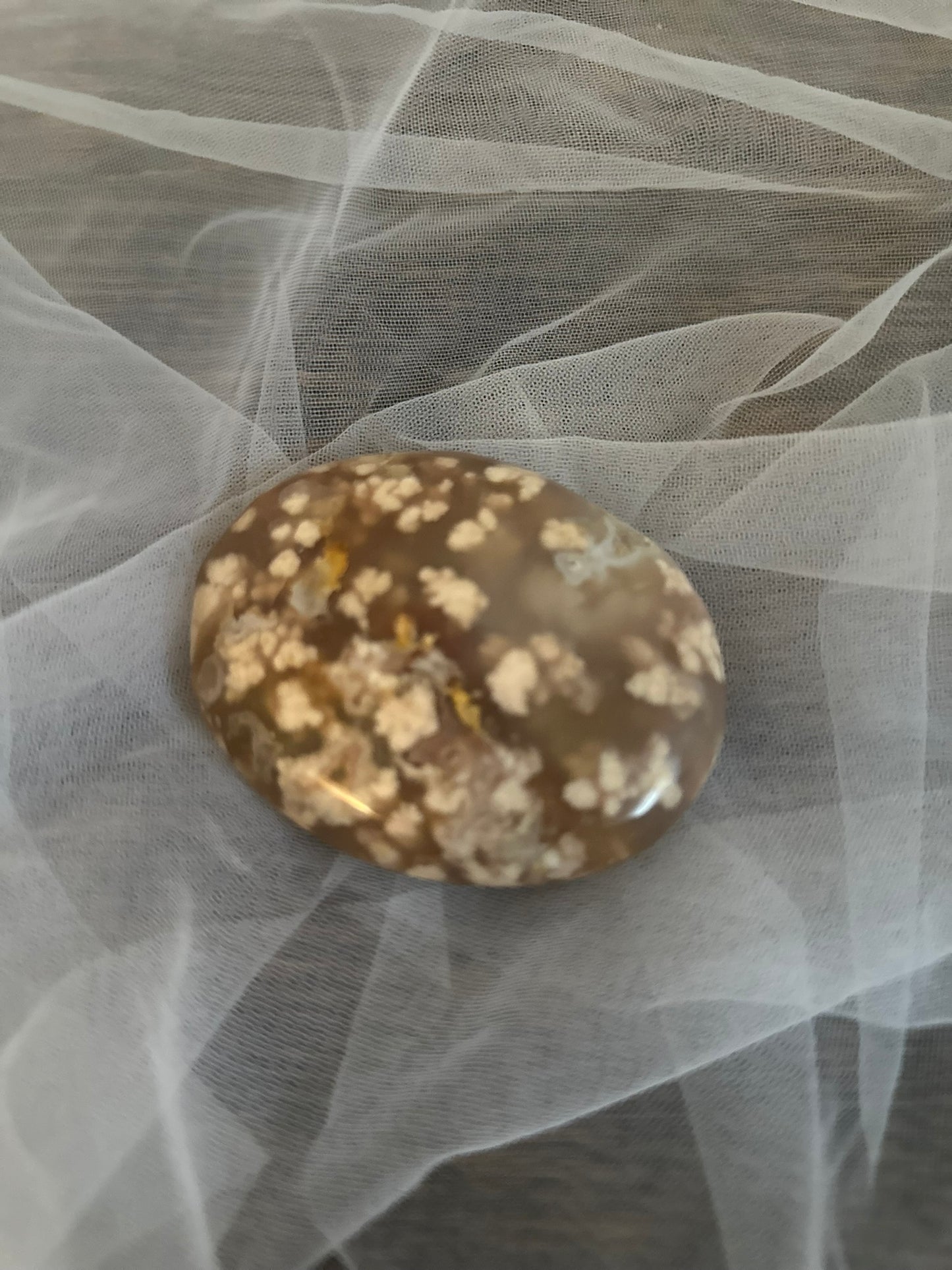 Cherry Blossom Flower Agate Palm Stone-2 AVAILABLE